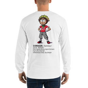 Long Sleeve T-Shirt Go Conkers on front, Definition on back