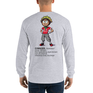 Long Sleeve T-Shirt Go Conkers on front, Definition on back